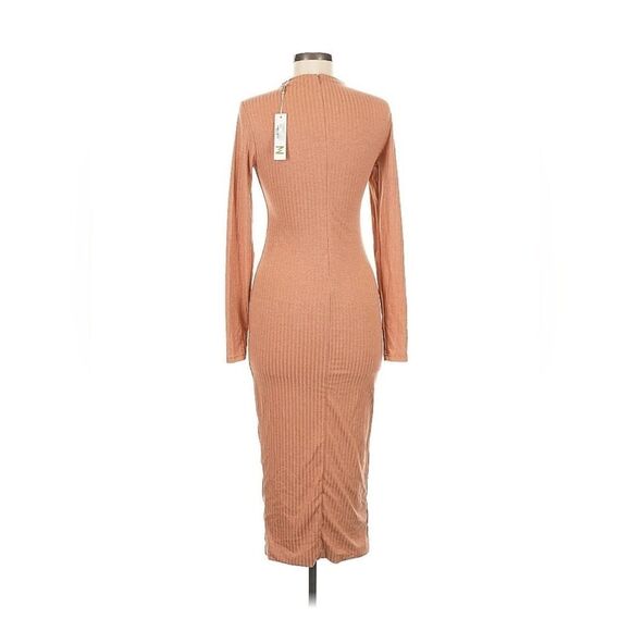 Meshki Tan Long Sleeve Ribbed Dress - Picture 2 of 6